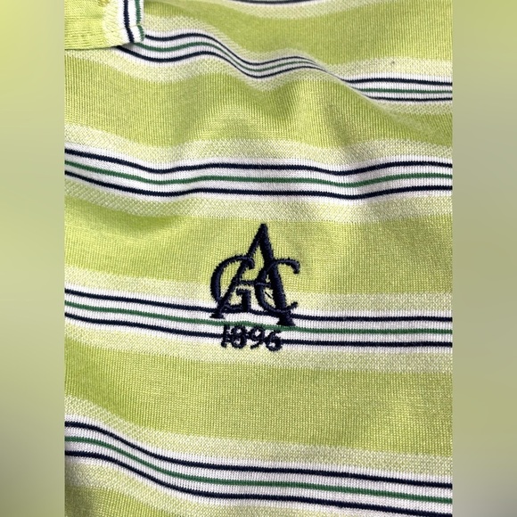 Bobby Jones Polo Shirt Size Large Aronimink Golf Lime Green Stripe Embroidered - Picture 4 of 7